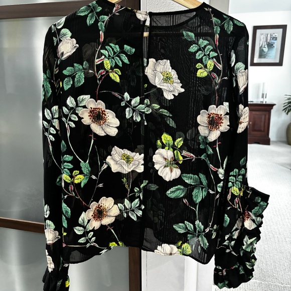 H&M Black Floral Blouse - Size 6 - Picture 2 of 8